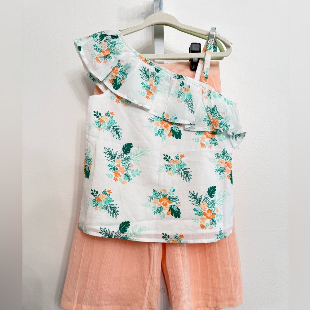 Janie and Jack Floral Top with Peach Pants